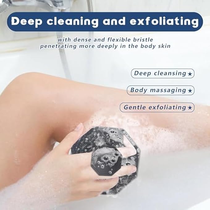 McMola Soft Silicone Body Scrubber with Hook, Handheld Shower Bath Brush for Body [Gently Exfoliate & Massage], Cleaning Skin Brush for Adults & Babies, Fits for All Skin Types [Sensitive Skin] - Image 3